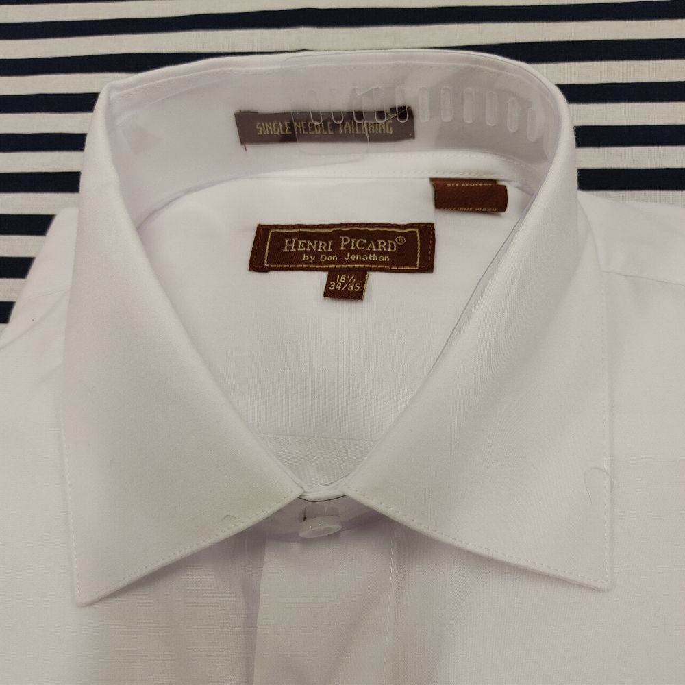 HENRI PICARD BY DON JONATHAN WHITE DRESS SHIRT. - Picture 3 of 3